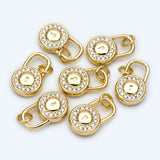 4pcs CZ Paved Lock Charm, Padlock Charm For Jewelry Making 16x10mm