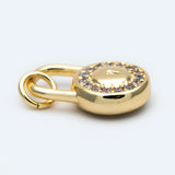 4pcs CZ Paved Lock Charm, Padlock Charm For Jewelry Making 16x10mm