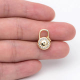 4pcs CZ Paved Lock Charm, Padlock Charm For Jewelry Making 16x10mm