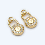 4pcs CZ Paved Lock Charm, Padlock Charm For Jewelry Making 16x10mm