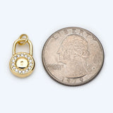 4pcs CZ Paved Lock Charm, Padlock Charm For Jewelry Making 16x10mm