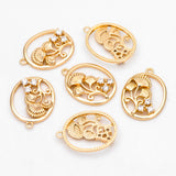 4pcs CZ Paved Oval Flower Charms, Earring Findings, Jewelry Making DIY