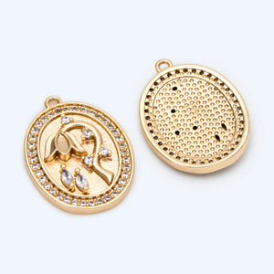 4pcs CZ Paved Oval Flower Charms Earring Findings