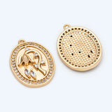 4pcs CZ Paved Oval Flower Charms Earring Findings