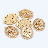 4pcs CZ Paved Oval Flower Charms Earring Findings