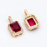 CZ Paved Rectangle Charm Glass Pendant Earring Findings GB-3007