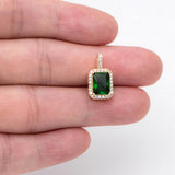 CZ Paved Rectangle Charm Glass Pendant Earring Findings GB-3007