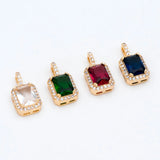 CZ Paved Rectangle Charm Glass Pendant Earring Findings GB-3007