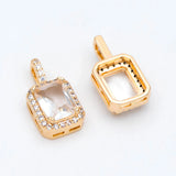 CZ Paved Rectangle Charm Glass Pendant Earring Findings GB-3007