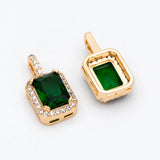 CZ Paved Rectangle Charm Glass Pendant Earring Findings GB-3007