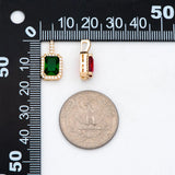 CZ Paved Rectangle Charm Glass Pendant Earring Findings GB-3007