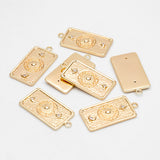 4pcs CZ Paved Rectangle Charms, Sun Moon Star Pendants