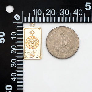 4pcs CZ Paved Rectangle Charms, Sun Moon Star Pendants