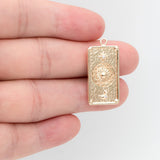 4pcs CZ Paved Rectangle Charms, Sun Moon Star Pendants