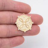 CZ Paved Round Charm 24mm, Disc Necklace Pendant