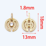 4pcs CZ Paved Round Charms 18x13mm, 18K Plated Brass, Round Disk Pendants