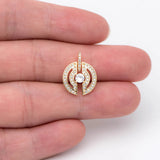 4pcs CZ Paved Round Charms 18x13mm, 18K Plated Brass, Round Disk Pendants