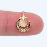 CZ Paved Moon Star Charms Jewelry Making Supplies