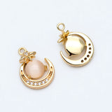 CZ Paved Moon Star Charms Jewelry Making Supplies
