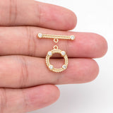 4pcs CZ Paved Round Toggle Clasp, 18K Plated Brass Clasps