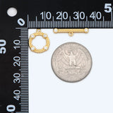 4pcs CZ Paved Round Toggle Clasp, 18K Plated Brass Clasps