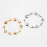 CZ Paved Star Ring Pendants, Gold/Silver, 18K Plated Brass, Rhinestone Charms