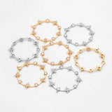 CZ Paved Star Ring Pendants, Gold/Silver, 18K Plated Brass, Rhinestone Charms