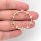 CZ Paved Star Ring Pendants, Gold/Silver, 18K Plated Brass, Rhinestone Charms