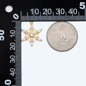 4pcs CZ Paved Snowflake Charms, Rhinestone Flower Pendants