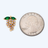 4pcs CZ Paved Grape Charms 16x13mm 18K Plated Brass Pendants