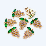 4pcs CZ Paved Grape Charms 16x13mm 18K Plated Brass Pendants
