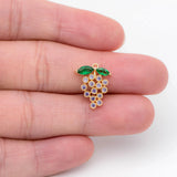 4pcs CZ Paved Grape Charms 16x13mm 18K Plated Brass Pendants