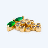 4pcs CZ Paved Grape Charms 16x13mm 18K Plated Brass Pendants