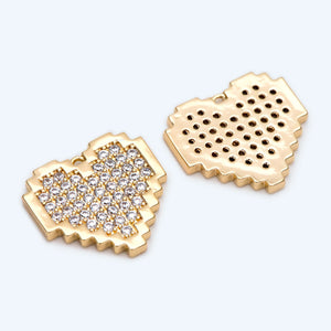 4pcs CZ Paved Heart Charms 17x18mm for Jewelry Making