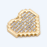 4pcs CZ Paved Heart Charms 17x18mm for Jewelry Making