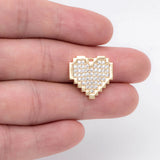 4pcs CZ Paved Heart Charms 17x18mm for Jewelry Making