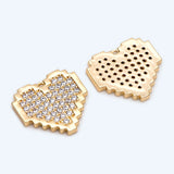 4pcs CZ Paved Heart Charms 17x18mm for Jewelry Making