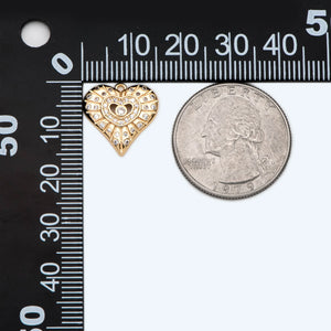 4pcs CZ Heart Pendants, 18K Plated, Charms (GB-2295)
