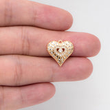 4pcs CZ Heart Pendants, 18K Plated, Charms (GB-2295)