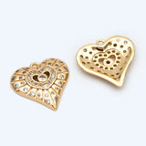 4pcs CZ Heart Pendants, 18K Plated, Charms (GB-2295)