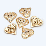 4pcs CZ Heart Pendants, 18K Plated, Charms (GB-2295)