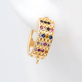 4pcs CZ Paved Hoop Earrings, Rainbow Huggie Earring Supplies