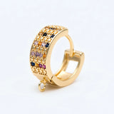 4pcs CZ Paved Hoop Earrings, Rainbow Huggie Earring Supplies