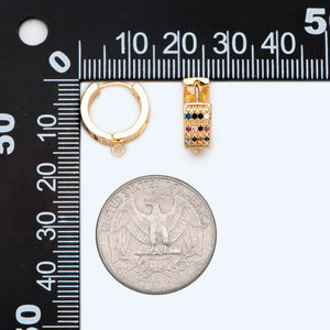 4pcs CZ Paved Hoop Earrings, Rainbow Huggie Earring Supplies