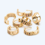 4pcs CZ Paved Hoop Earrings, Rainbow Huggie Earring Supplies