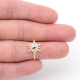 CZ Paved North Star Ear Posts with Loops, Real Plated Brass Star Stud Earrings