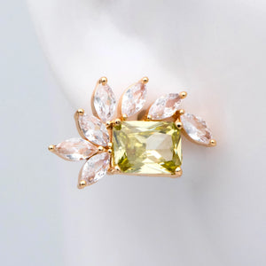 CZ Paved Olive Leaf Earring Studs, Dainty Earrings, Gift For Her