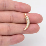 4pcs CZ Paved Ox Horn Charm Necklace Pendant for DIY Jewelry Making (GB-2201)