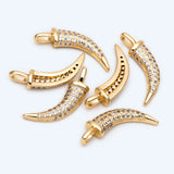 4pcs CZ Paved Ox Horn Charm Necklace Pendant for DIY Jewelry Making (GB-2201)