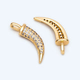 4pcs CZ Paved Ox Horn Charm Necklace Pendant for DIY Jewelry Making (GB-2201)